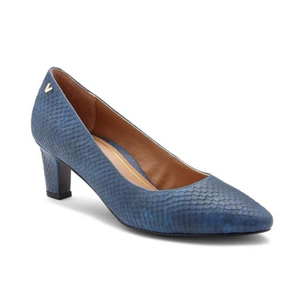 Vionic Madison Mia Block Heel Pump Blue Snakeskin 8.5